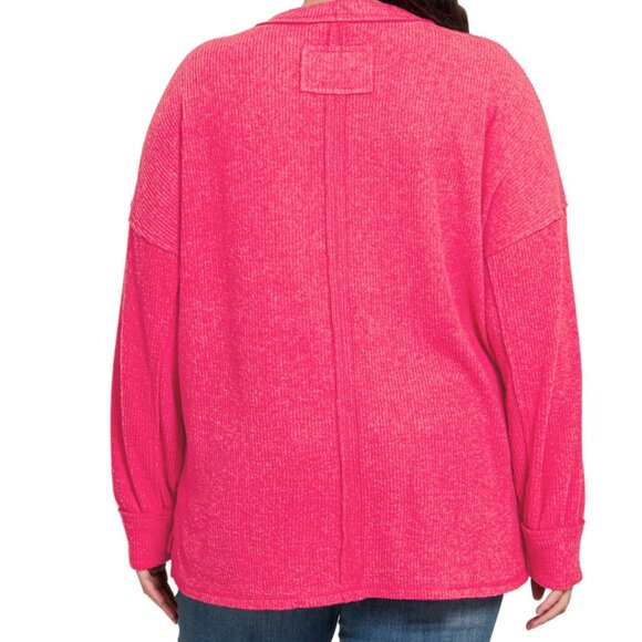 3. BRUSHED RIBBED HACCI EXPOSED SEAM DROP SHOULDER SWEATER - Picture 2 of 3